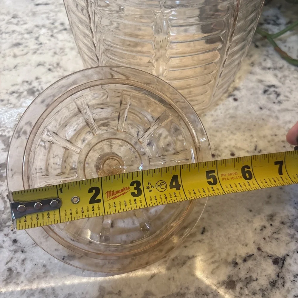 Vtg Anchor Hocking Manhattan Pink Depression Glass Beehive Biscuit Cookie Jar